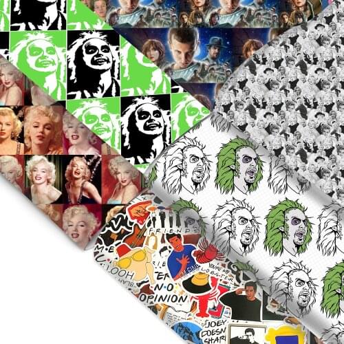 20*33cm Cartoon Character Smooth transparent glitter Faux Synthetic Leather Fabric for Bows DIY Handmade Materials,1Yc9363