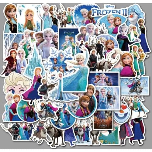 50PCS Disney Sticker Anime Cartoon Frozen Minnie Waterproof Sticker Guitar Guitar Notebook Luggage Children Toy Car Sticker