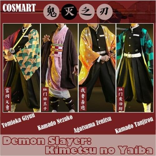 Anime!Demon Slayer Kimetsu no Yaiba Kamado Tanjirou Agatsuma Zenitsu Tomioka Giyuu Kamado Nezuko Kimono Cosplay Costume Hallowee