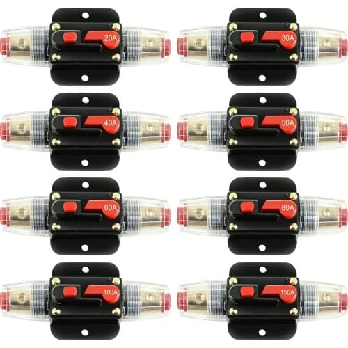 12V 24V 20A 30A 40A 50A 60A 80A 100A Auto Car Bike Stereo Audio Solar Energy Circuit Breaker Reset Fuse Inverter Home Solar Use