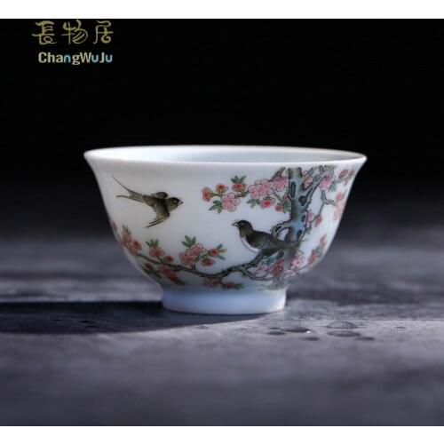 Changwuju in Jingdezhen Cups & Saucers chinese tea cup the colour enamels Kung-Fu tea cup painted by Jinhongxia longquan celadon