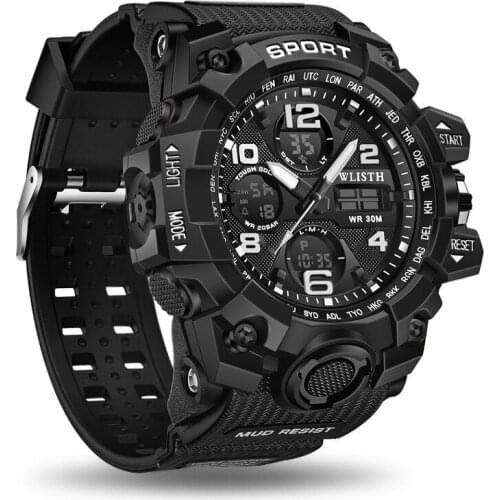 Watch mens outdoor waterproof sports large dial electronic watch double display luminous electronic watch male