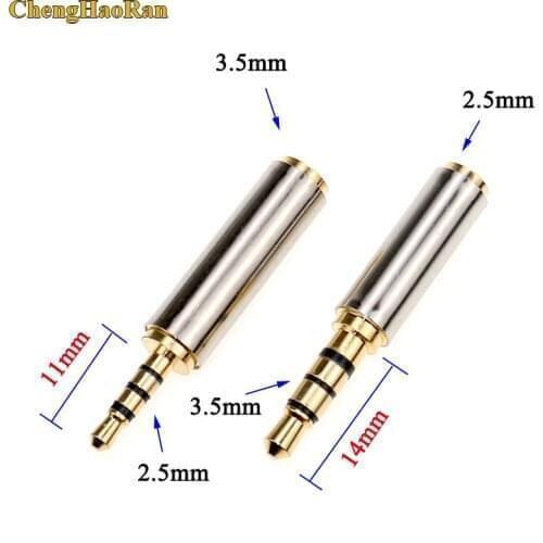 ChengHaoRan 50pcs 2.5 mm Male to 3.5 mm Female 4 pole Audio Stereo Adapter Plug Converter Headphone Jack for Cable