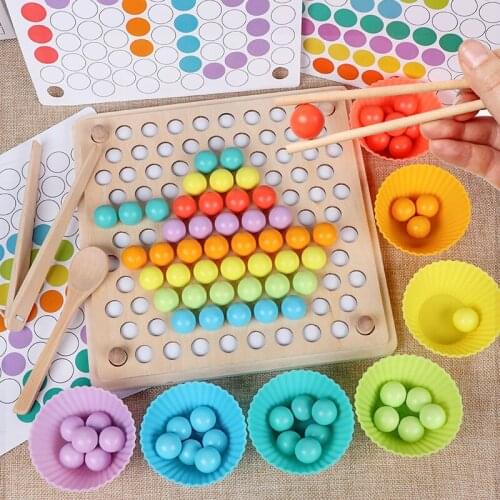 Kids Toys Montessori Wooden Toys Hands Brain Training Clip Beads Puzzle Board Math Game Baby Early Educational Toys For Children