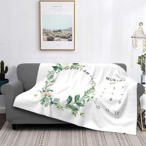 Baby Milestone Blanket Coral Fleece Plush Decoration Photos Newborn Portable Ultra-Soft Throw Blankets for Home Couch Bedspread