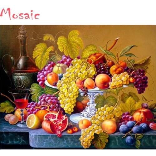DIY 5D Diamond Embroidery Fruit,Kitchen Wall Decor Rubiks Cube Square Diamond Painting Crystal Mosaic Picture of Rhinestone