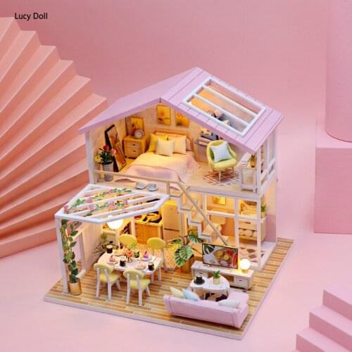 Diy DIY House Pink Series Honey Words Time Hand Assembled Model Mini House Puzzle Birthday Gift Toy Valentines Day Gift