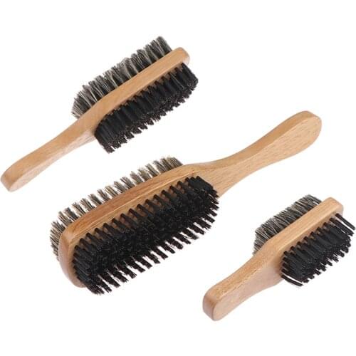 Men Boar Bristle Hair Brush - Natural Wooden Wave Brush for Male, Styling Beard Hairbrush for Short,Long,Thick,Curly,Wavy Hair