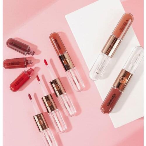 Double-headed Lip Glaze Lip Oil Lipstick Matte Long Lasting Non-stick Cup Charming Red Lip Makeup Cosmetics TSLM1