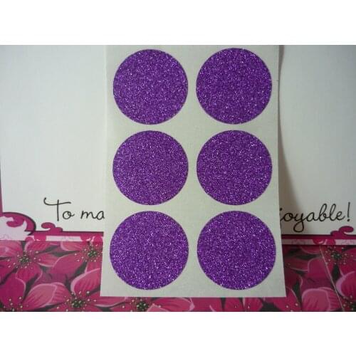 3cm Purple round glitter stickers