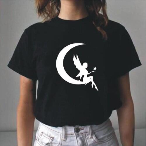 Harajuku Tee Shirt Femme Fashion Fairy Angel Print T Shirt Women Tops Summer Short Sleeve Casual Hipster T-shirt Camiseta Mujer