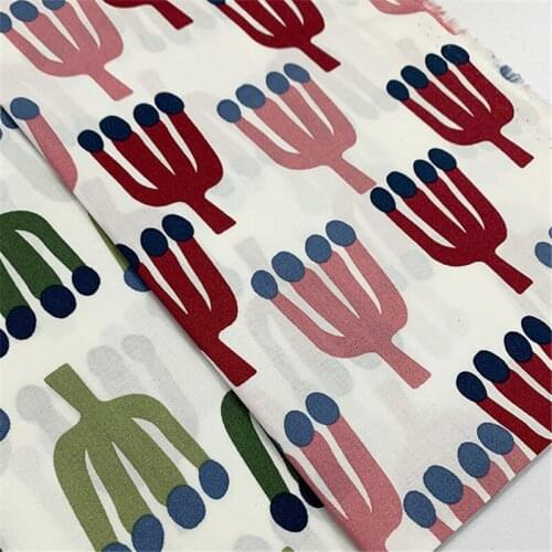 KDF27 Cactus Printed Cotton Fabric,Kids' Room Decoration,Curtain,Table Cloth,Childrens Summer Cloth,DIY Material Summer Fabric