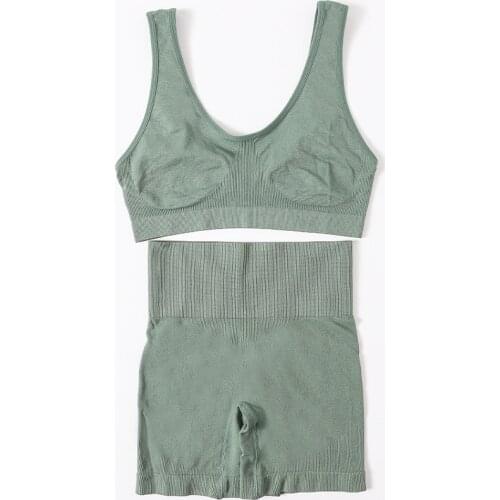 Women Seamless Bra Set High Waist Shorts Set Sexy Underwear Sports Bra Panties Fitness Vest Crop Tops Bra Sexy Lingerie Top