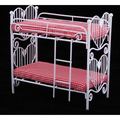 1/12th Dollhouse Bedroom Furniture Fine Metal Bunk Bed with Ladder Room Scene Decor