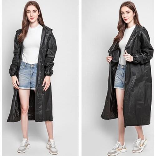 Fashion PEVA Women Man Raincoat Adult Clear Transparent Camping Hoodie Rainwear Suit Thickened Waterproof Rain Poncho Coat