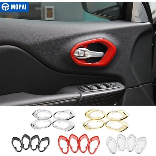 MOPAI Car Accessories Inner Door Handle Decoration Cover Bezel Trim ABS Stickers for Jeep Cherokee 2014 Up Car Styling