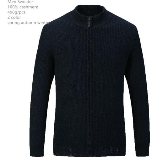 Naizaiga 100% cashmere Ingot needle thickened half turtleneck zipper mens Cardigans sweater , MPSM3014