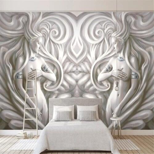Milofi custom wallpaper wall cloth European relief beauty sculpture modern fashion 3D TV background wall painting