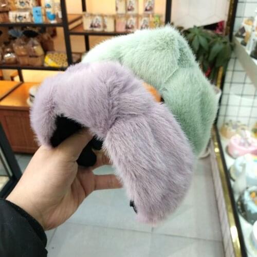 Mink Fur High Quality Knot Hairbands For Women Korea Hair Accessories Rhinestone Hair Band Crown Flower Headbands Head Wrap ms