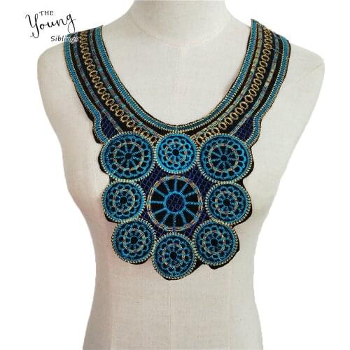 New Ethnic style Flower Embroidered Lace Neckline Collar Trim Neck Applique DIY Clothes Dress Sewing Craft Supplies Accessories