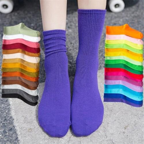 New Womens Socks Solid Socks Woman Socks Colorful Pure Socks Cute Fashion Purple Pink Yellow White Black Color Socks