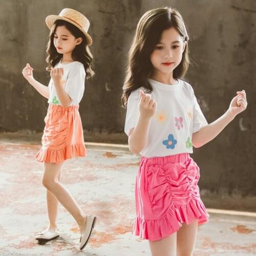2020 Summer New Kids Boutique Clothing Sets for Girls Children Casual T shirts + Skrits 2PCS Teenage Girls Clothing 8 10 12 Year