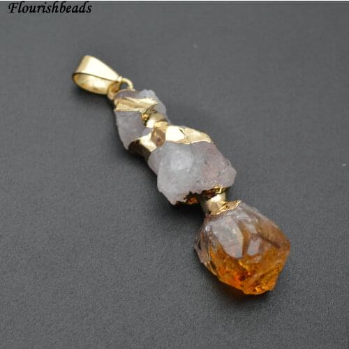 New Design Three Layer Natural Citrin Stone Nugget Pendant Fashion Jewelry