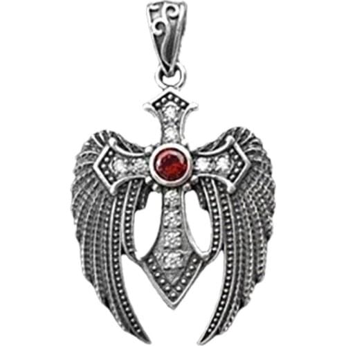 BOCAI New Angel Wing Pendant for Man s925 Silver Man and Woman Couple Pendant Stylish and Generous Cross Zircon Sweater Pendant