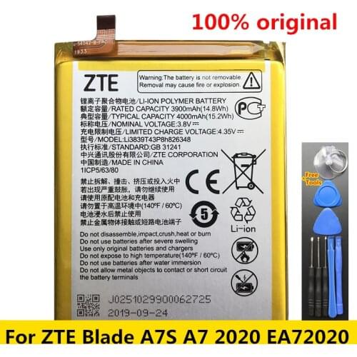 New Original 4000mAh Li3839T43P8h826348 Replacement Mobile Phone Battery For ZTE Blade A7S A7 2020 Batteries