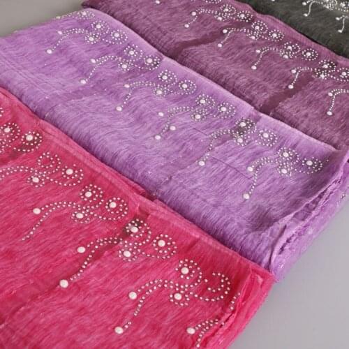 New style plain beads polyester silk scarf womens pearl shawl muslim hijab wrap head scarves pashmina size 170*75cm 20pcs/lot