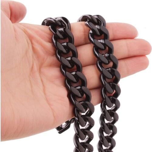 Huge Heavy Vintage Black Jewelry Stainless Steel Cuban Curb Link Chain Mens Necklace Or Bracelet Bangle 12/15mm Wide