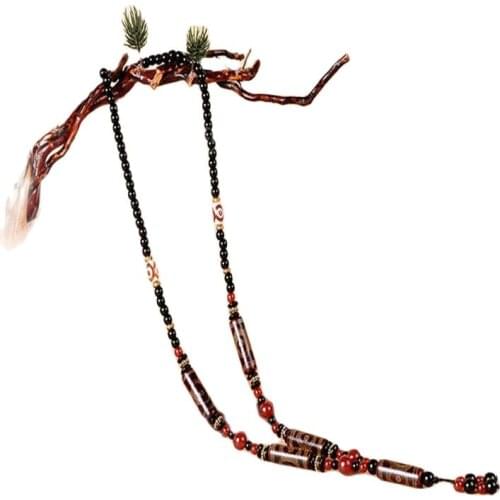 Old Tibetan Natural Agate Nine-Eyed Three-Eyed Old Dzi Pendant Necklace