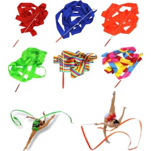 4m Gymnastics Rhythmic Dancing Ballet Ribbon Streamer Twirling Baton Rod Wand