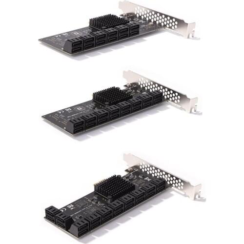 20/16/12 Port SATA III Riser Card Mining PCIe Card Internal Adapter PCI-Express X1 X4 X8 X16 SATA 3.0 Controller Expansion Card