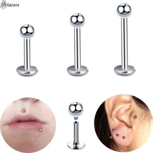 Starose 2pcs 2.5mm Outer Thread Ball Nose Ring Stud Tragus Piercing Labret Lip Rings Helix Piercing Nariz Earrings Nose Piercing