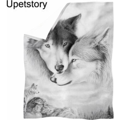 Upetstory Cool Wolf Fleece Throw Blanket Plush 3D Printed for Adults Kids Sofa Sherpa Fleece Bedspread Wrap Blanket Thin Quilt