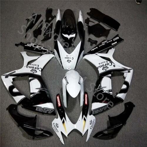 High quality Injection fairing for SUZUKI K6 GSXR750 600 2006 2007 white black plastic fairings set GSX R600 GSX R750 06 07