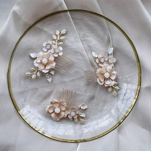 Hand Painted Floral Bridal Hair Small Combs Pins Leaf Women Headpiece Vintage Wedding Prom Hair Accessories