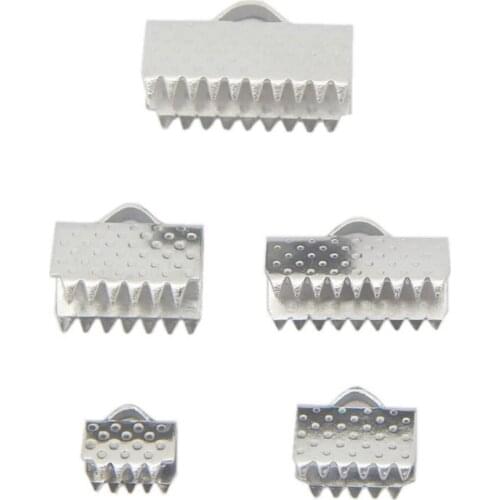 REGELIN 50pcs 6.5-25mm 7size Stainless Steel Fastener Clasps Fitting Flat Leather Cord Silver Tone End Caps Clip Clasps Jewelry