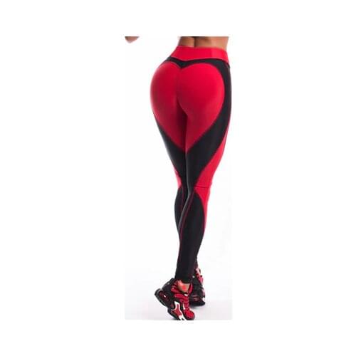Heart Shape Leggings Women New Red Black Color High Waist Pants Patchwork Printed Leggins Big Size High Elastic Fitness Leggings