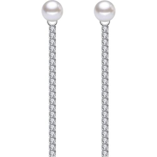 S925 Silver Earring High Quality Long Tassel & Pearl Drop Earring For Women Wedding Gift Lady Girl Fashion Jewelry