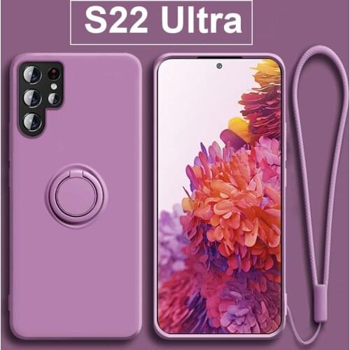 Liquid Silicone Magnetic Ring Holder Phone Case For Samsung S21 S20 FE Note 20 Ultra 10 Pro S8 S9 S10 Plus Shockproof Soft Cover