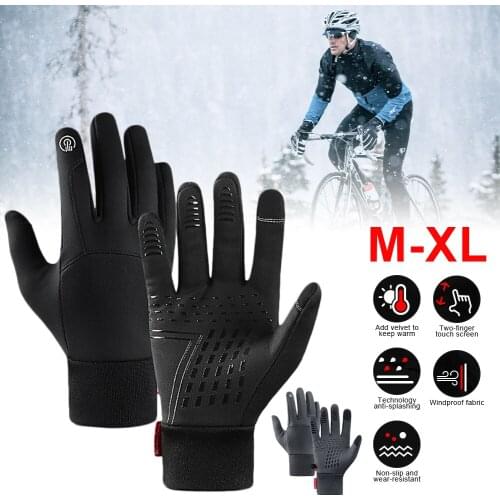 Winter Cycling Gloves Touch Screen Padded Anti-Slip Palm Waterproof Windproof Thermal Glove for Running Cycling Driving Outdoor