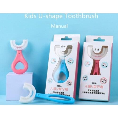 U-Shape Toothbrush Waterproof Design Kids Toothbrush Silicone 360 Degree Manual Children Teeth Cleaning Whitening Tool