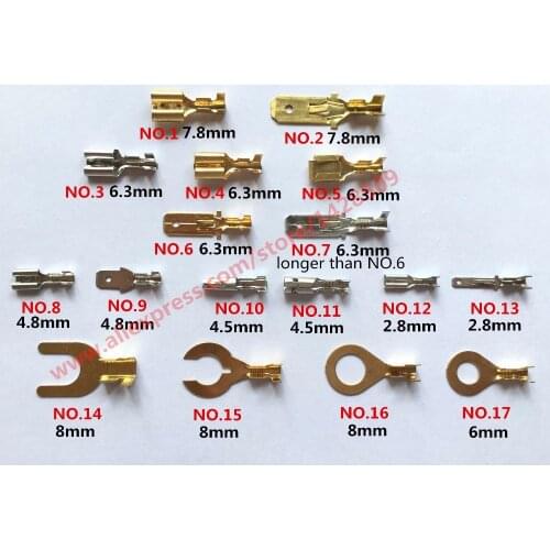10 Pcs Copper 2.8mm 4.8mm 6.3mm Female Male Plug Terminal 8mm Auto Horn Connector Terminals Automotive Pins