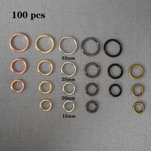 100 Pcs/Pack 15mm 20mm 25mm 32mm O Ring Metal Buckle for Handbag Chain Webbing Snap Paracord Bracelet DIY Dog Collar Strap