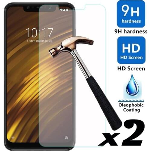 2pcs/lot Tempered Glass Screen Protector Ultra Thin Explosion-proof Protective Front Films For Xiaomi Pocophone F1 / Poco F1