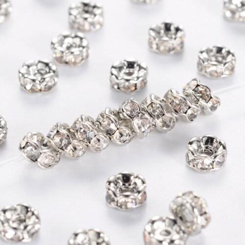200pcs 4 6 8mm Small Brass Crystal Rhinestone Loose Spacer Bead Rondelle for Jewelry Making DIY Accessories Hole: 1mm