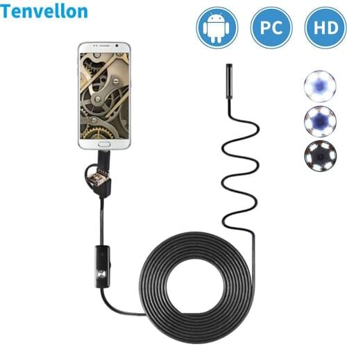 Endoscope 8mm HD Mini Android Endoscope Micro Flexible Type C 3 in 1 Waterproof Inspection For Android PC Borescope endoscopio