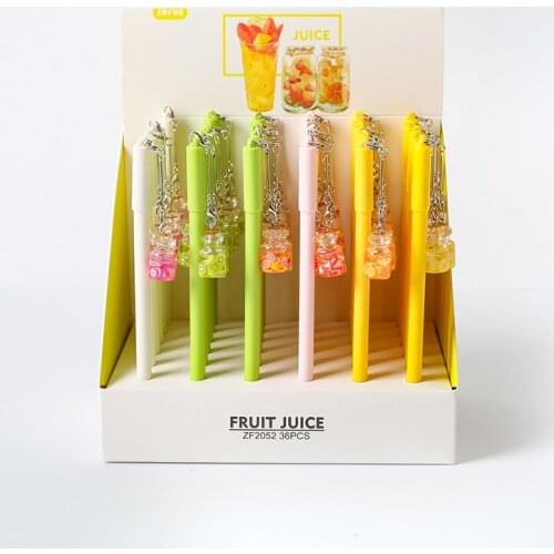 36pcs/set New Fruit Juice Pen Cute Pen Neutral Creative Cute Shape Pen Student Stationery Plastic Gel Pen Wholesale